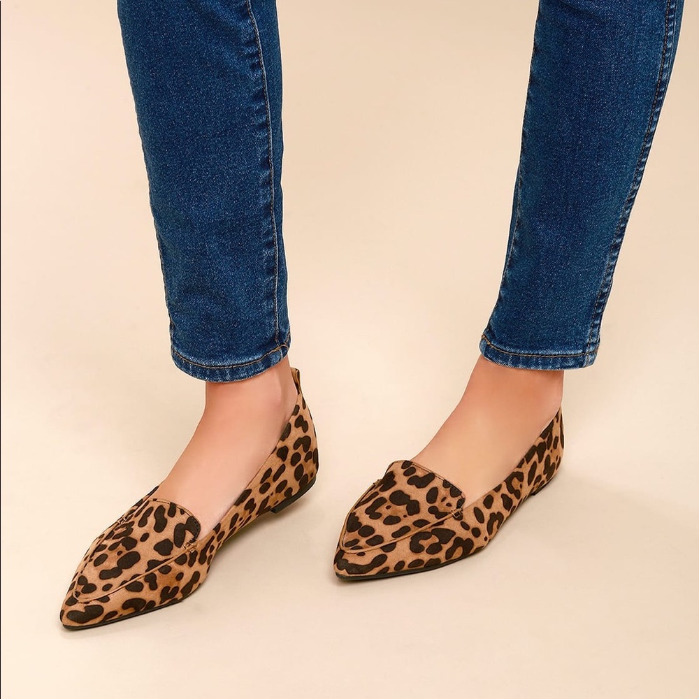 Lulus Leopard Suede Pointed Loafers